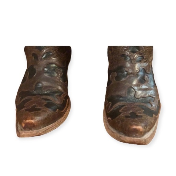 CORRAL Vintage Snip Toe Cowboy Boots Brown Black Size 7 - Picture 4 of 12